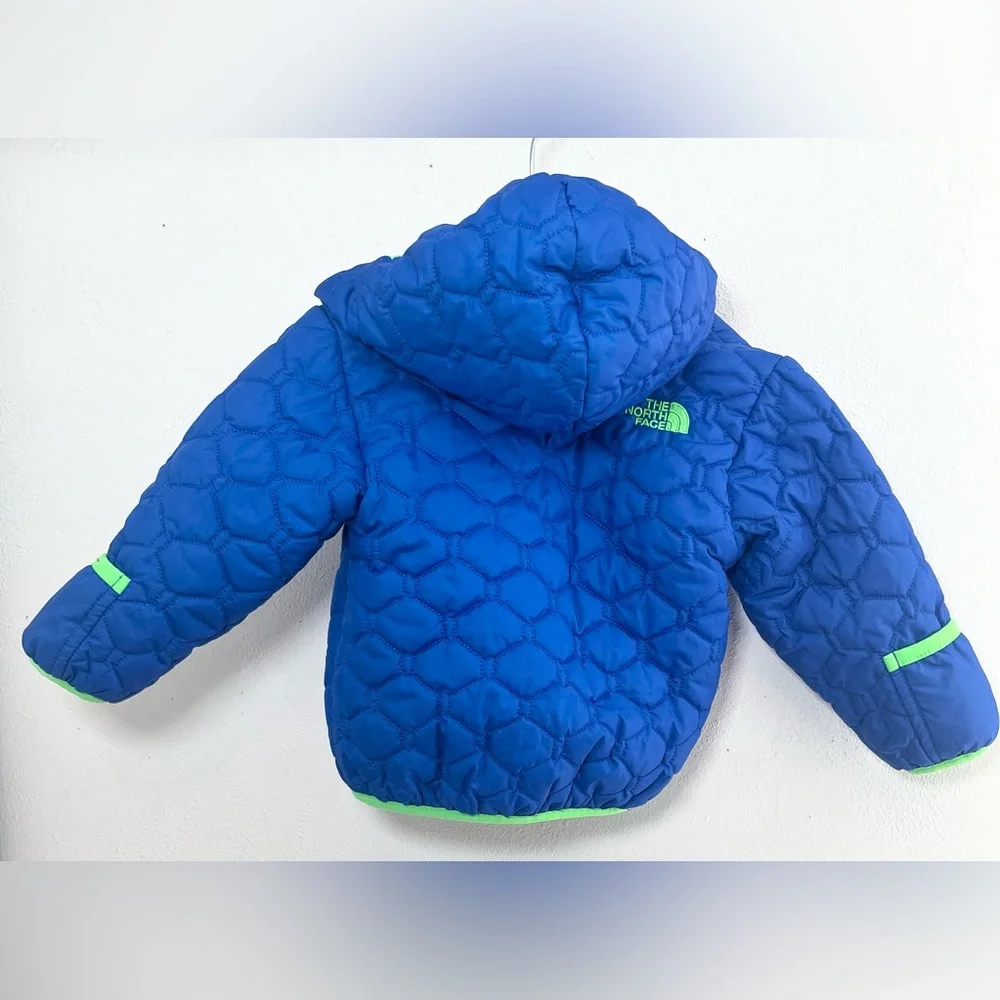 EUC Royal Blue Reversible The North Face Blue Quilted Jacket Green 12-18m